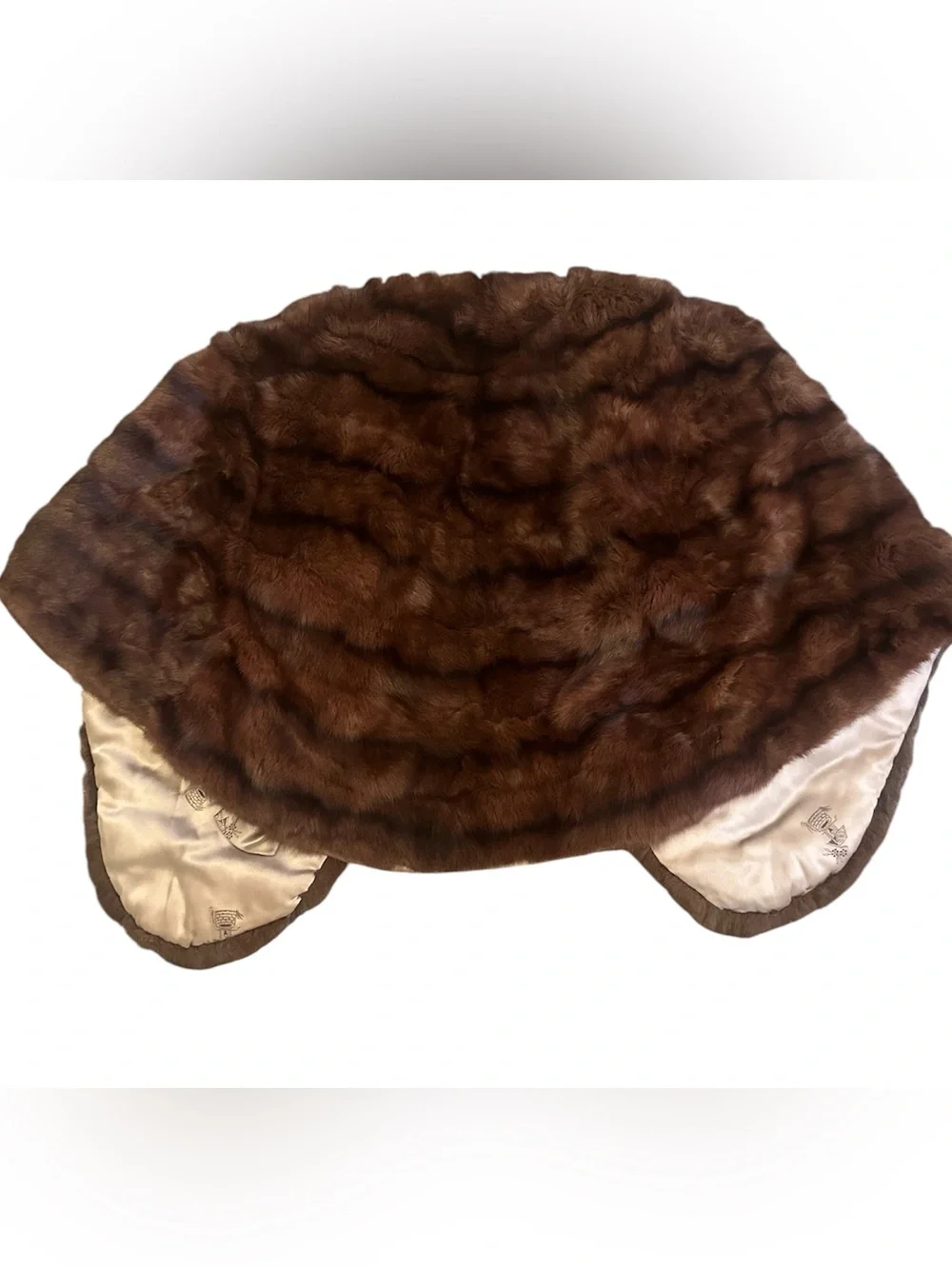 Brown Mink Stole Wrap Shawl Pockets Strashun-Hasty Inc. Full Shiny Luster Vtg